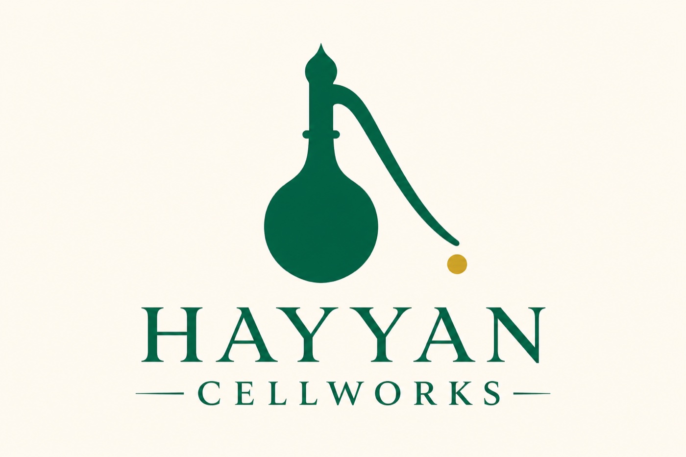 Hayyan Cellworks — alembic and wordmark lockup