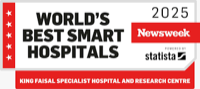 Newsweek World's Best Smart Hospitals 2025 badge featuring King Faisal Specialist Hospital and Research Centre